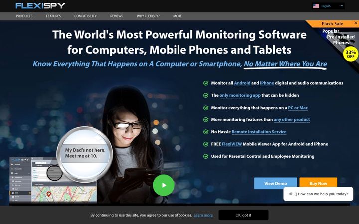 Screenshot van flexispy.com