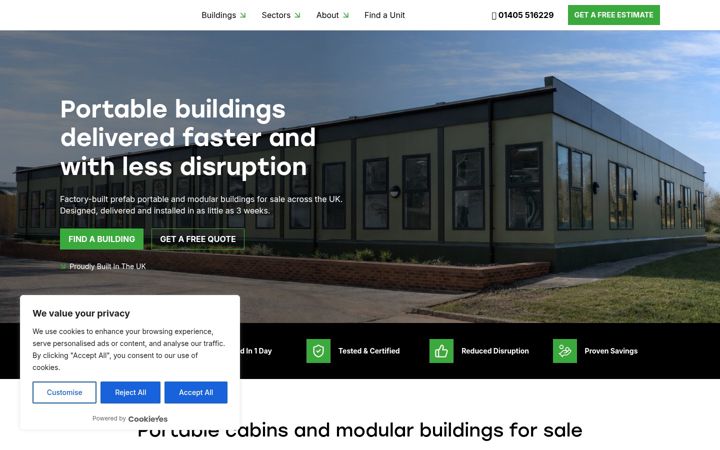 Skærmbillede af flexmodularbuildings.co.uk