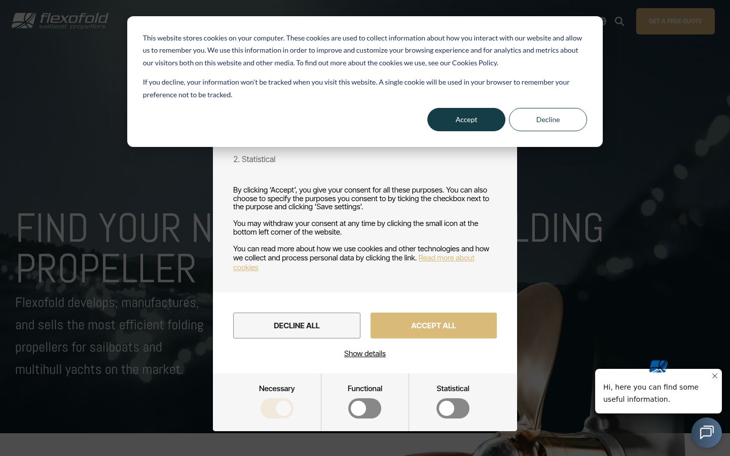 Screenshot of the consent banner shown before any interaction