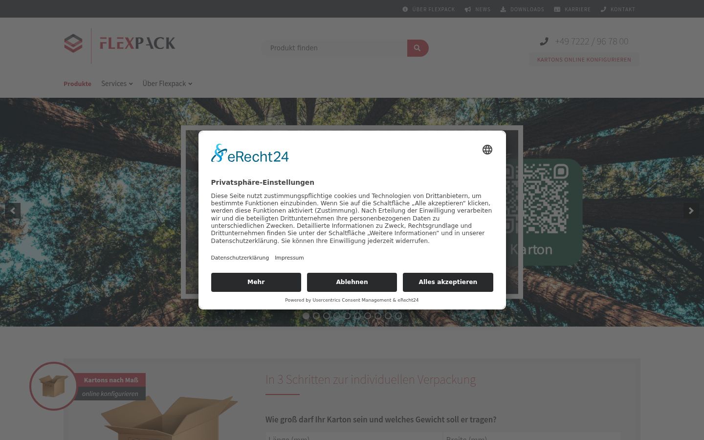 Screenshot del banner di consenso mostrato prima di qualsiasi interazione
