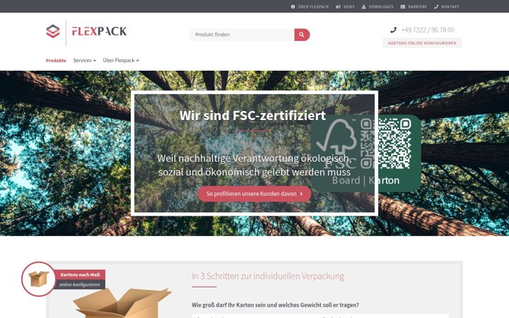 Snímek obrazovky flexpack.de