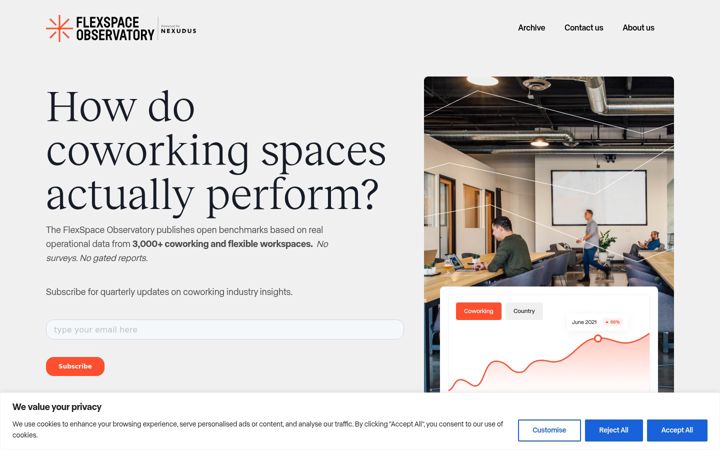 Screenshot of flexspaceobservatory.com