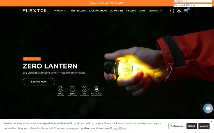 Snimka zaslona za flextail.com