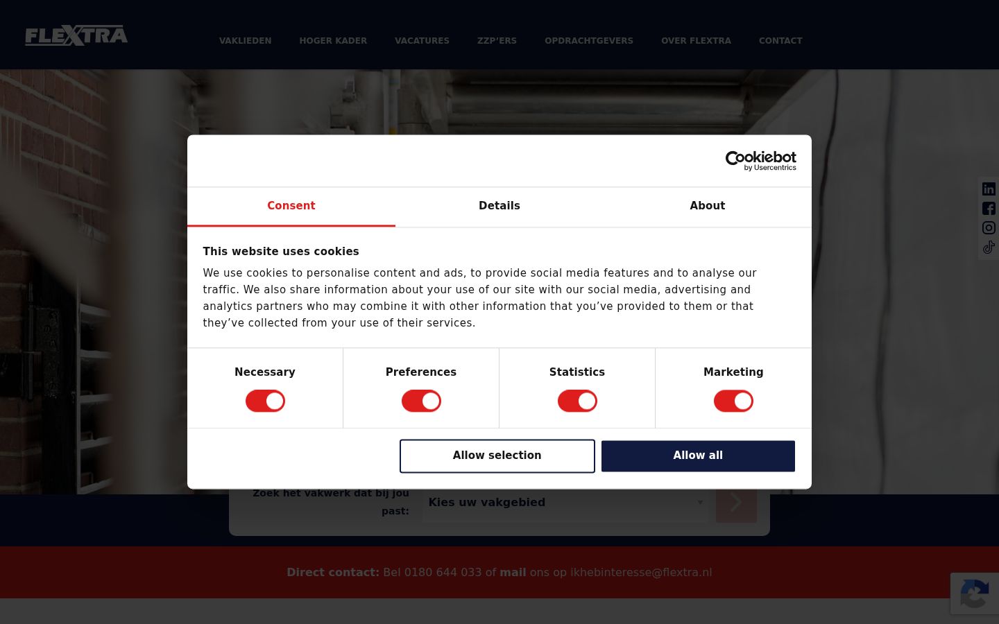 Screenshot of the consent banner shown before any interaction