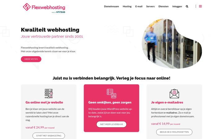 Screenshot ta' flexwebhosting.nl