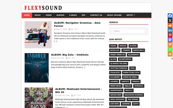 Ekrano kopija flexysound.co.za