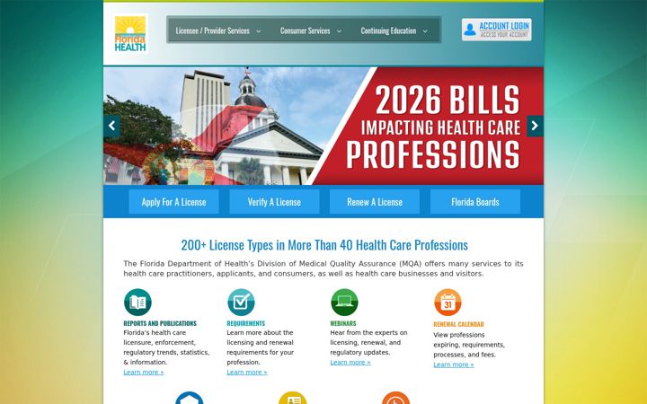 Screenshot of flhealthsource.gov