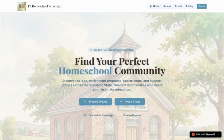 Screenshot of flhomeschooldirectory.com