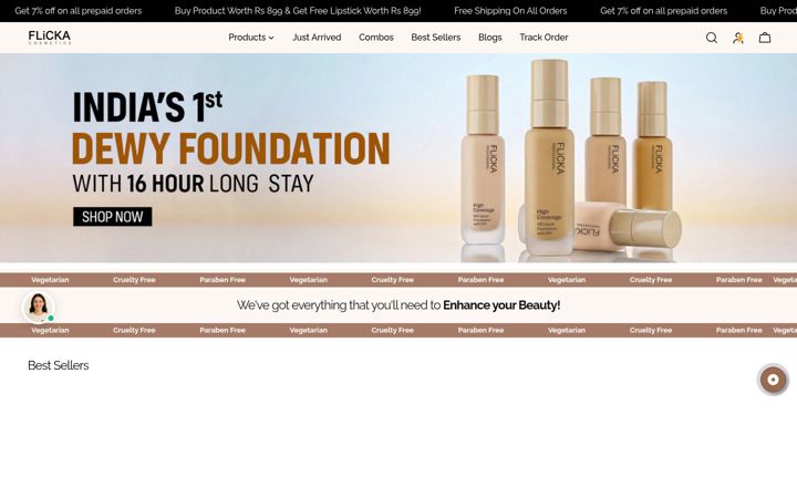 Screenshot of flickacosmetics.com