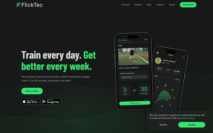 Kuvakaappaus sivustosta flicktec.io