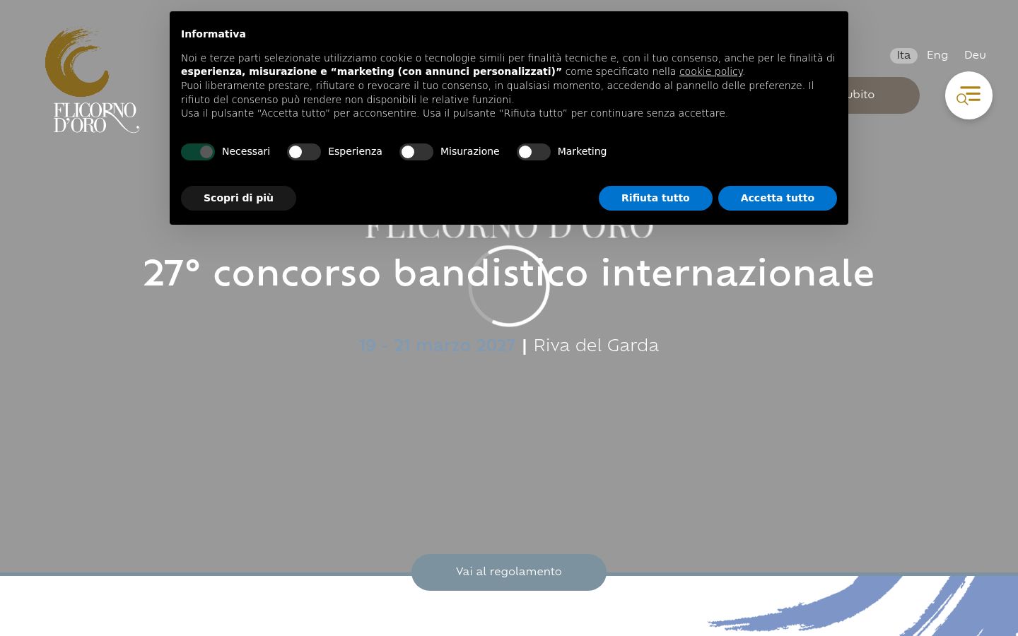 Screenshot del banner di consenso mostrato prima di qualsiasi interazione
