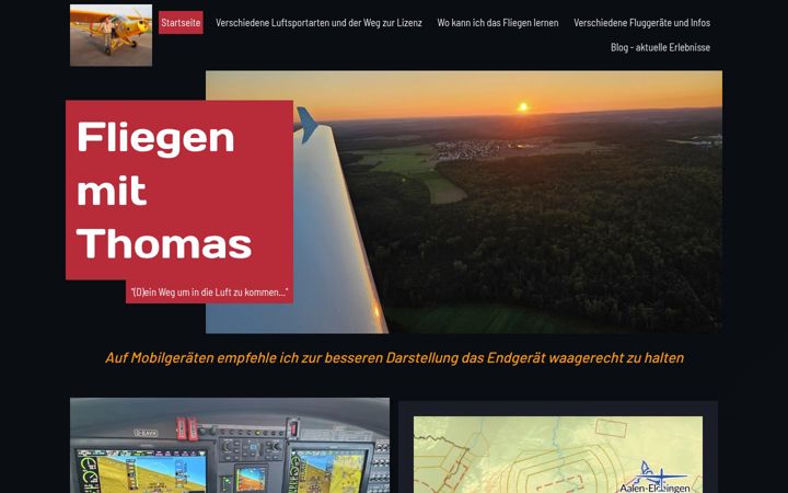 Ekraanipilt saidist fliegen-mit-thomas.de