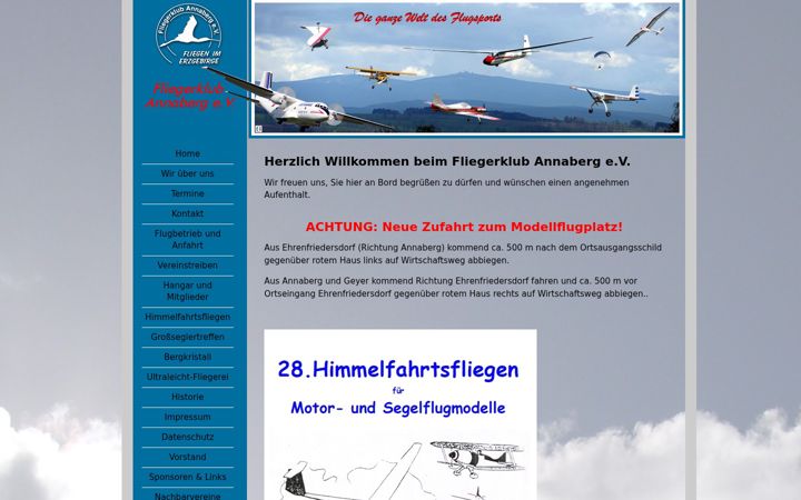 Screenshot of fliegerklub-annaberg.de