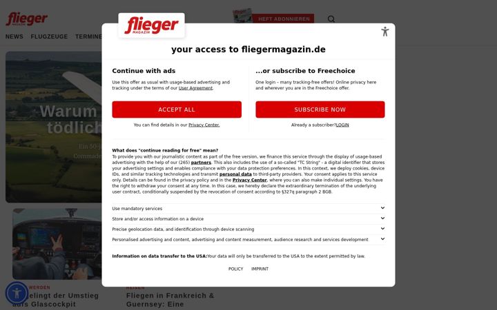 Screenshot of fliegermagazin.de