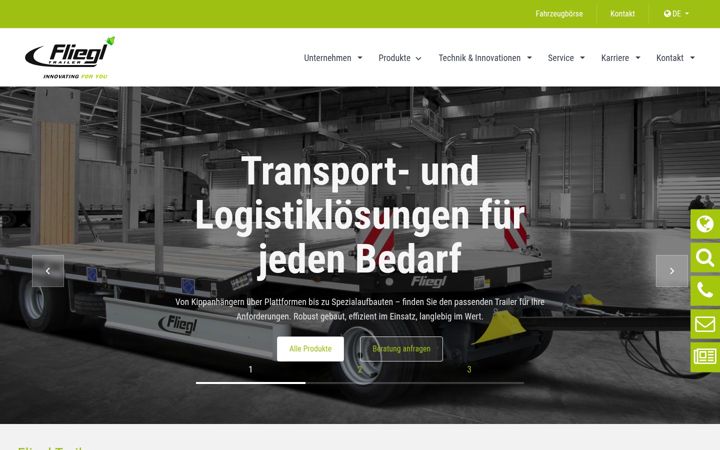 Screenshot of fliegl-trailer.de