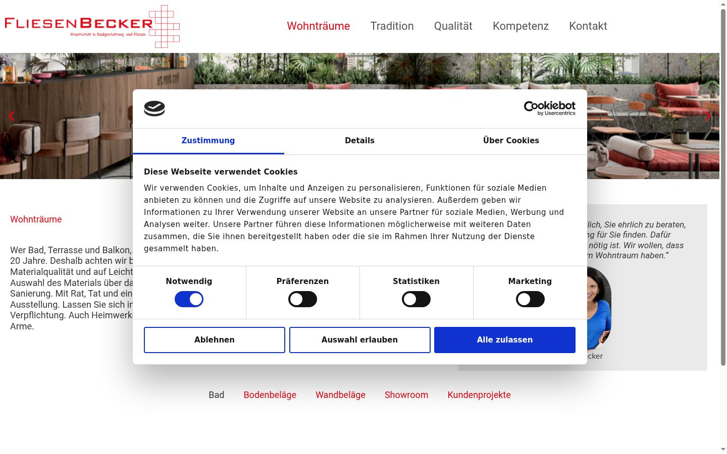 Screenshot tal-banner tal-kunsens muri qabel kwalunkwe interazzjoni