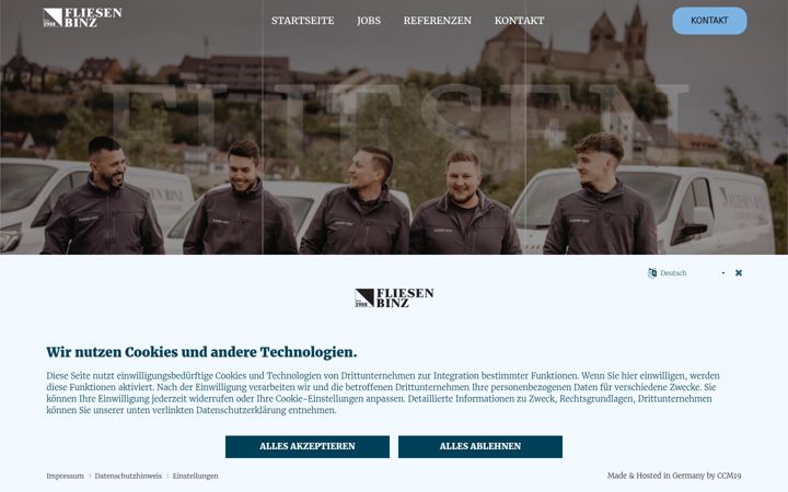 Screenshot ta' fliesen-binz.de
