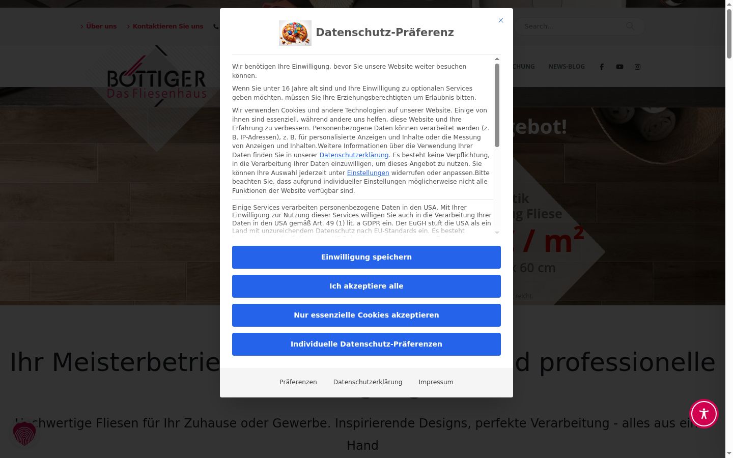 Snímek obrazovky baneru souhlasu zobrazeného před jakoukoli interakcí