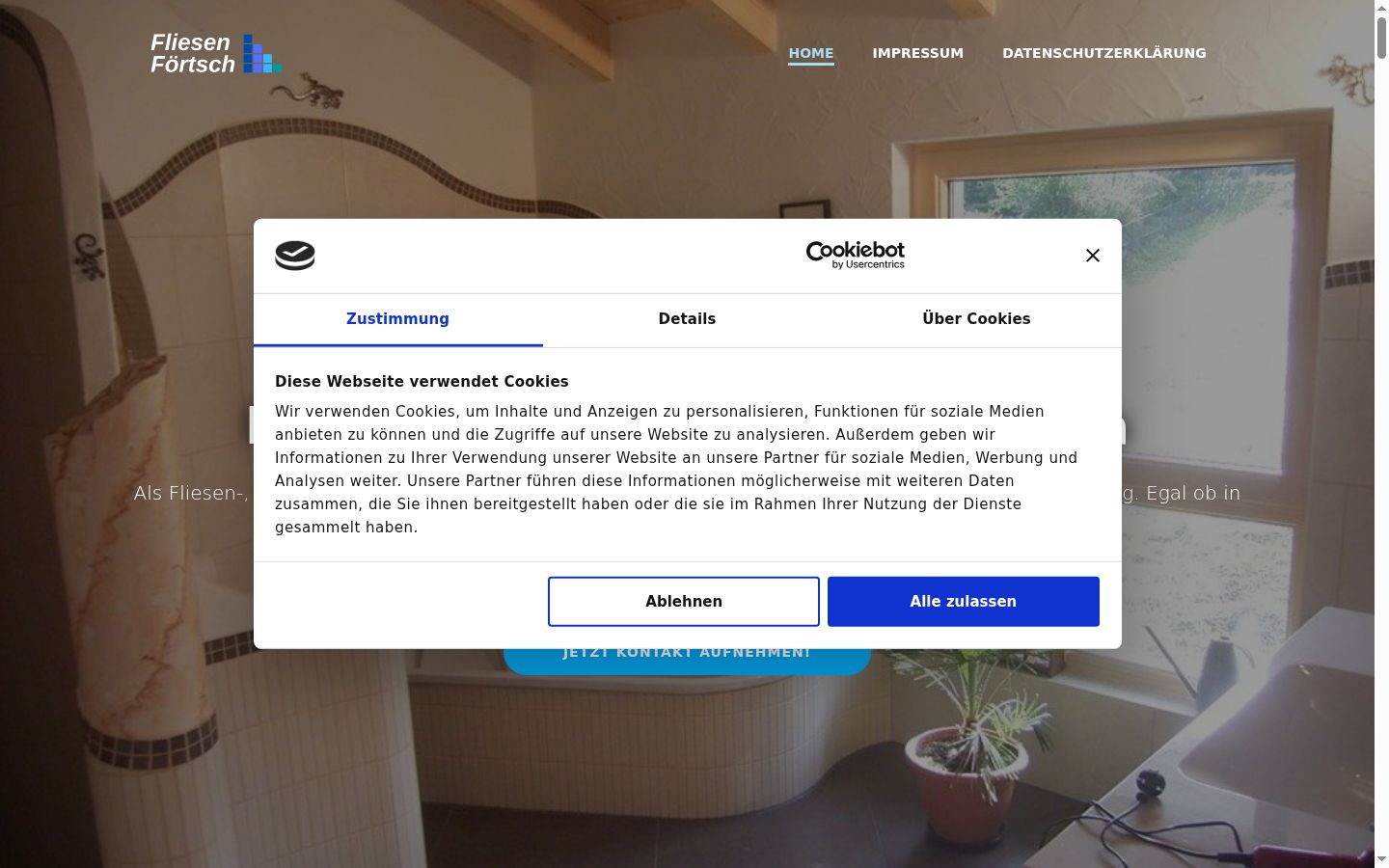 Snímek obrazovky baneru souhlasu zobrazeného před jakoukoli interakcí