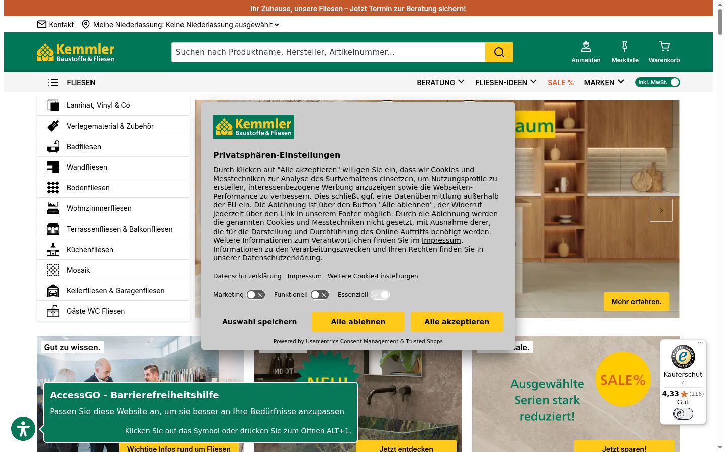 Screenshot tal-banner tal-kunsens muri qabel kwalunkwe interazzjoni
