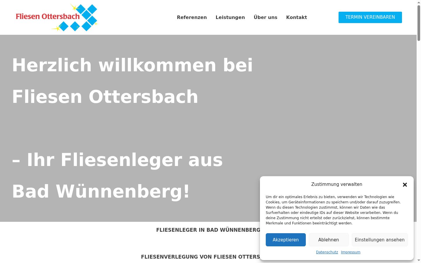 Screenshot del banner di consenso mostrato prima di qualsiasi interazione
