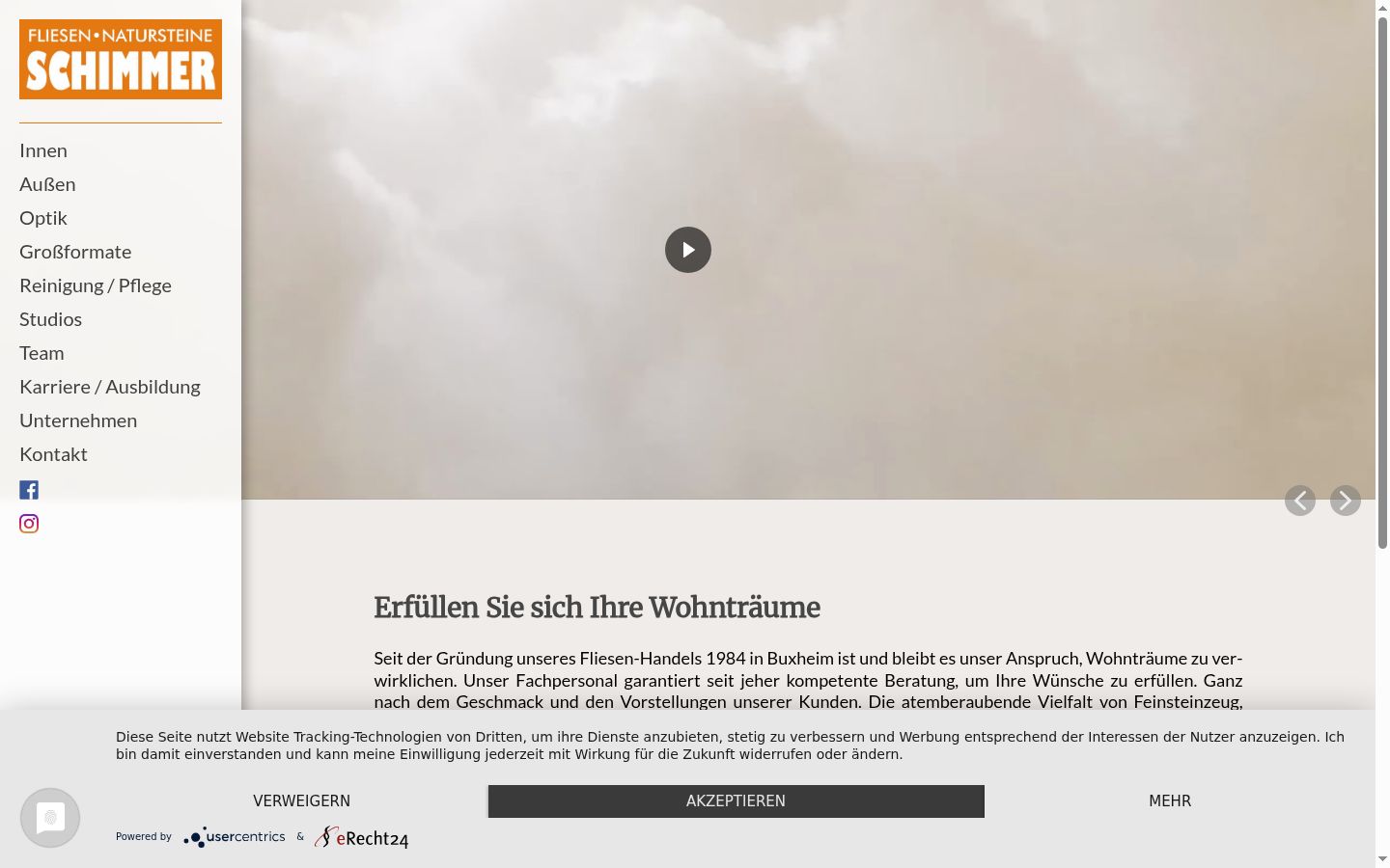 Screenshot del banner di consenso mostrato prima di qualsiasi interazione