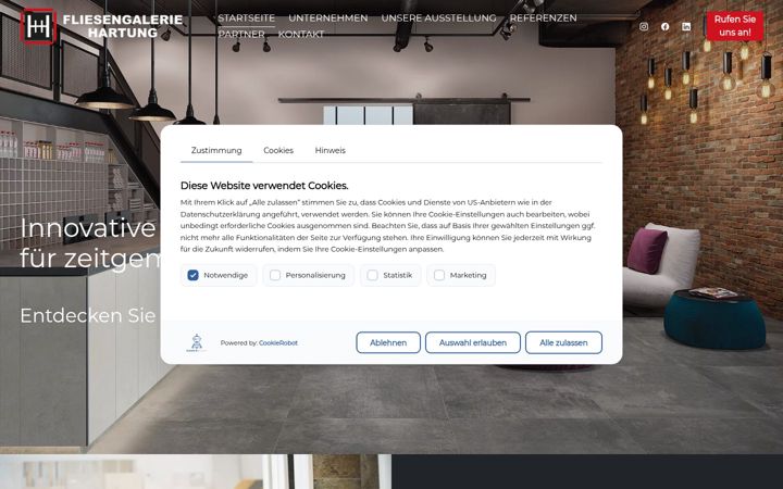 Screenshot of fliesengalerie-hartung.de