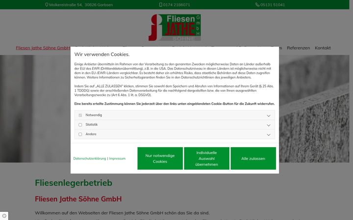 Screenshot of fliesenjathesoehne.de