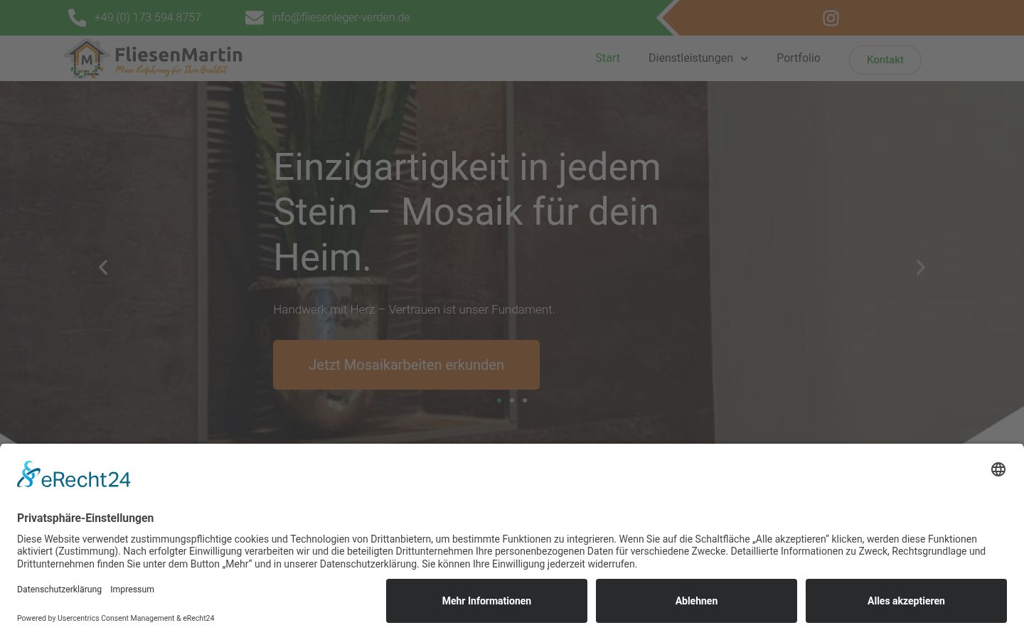 Screenshot del banner di consenso mostrato prima di qualsiasi interazione