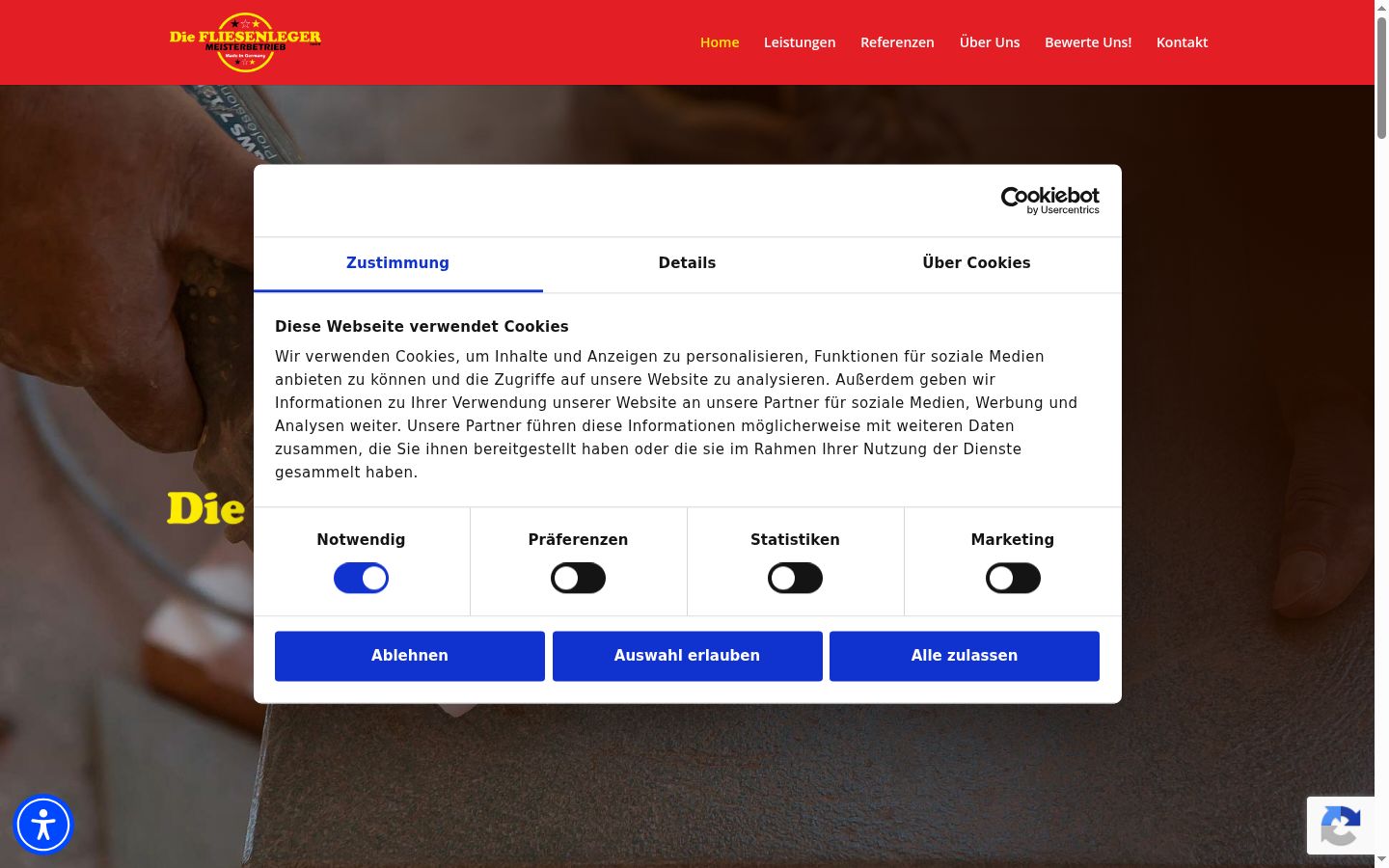 Screenshot tal-banner tal-kunsens muri qabel kwalunkwe interazzjoni