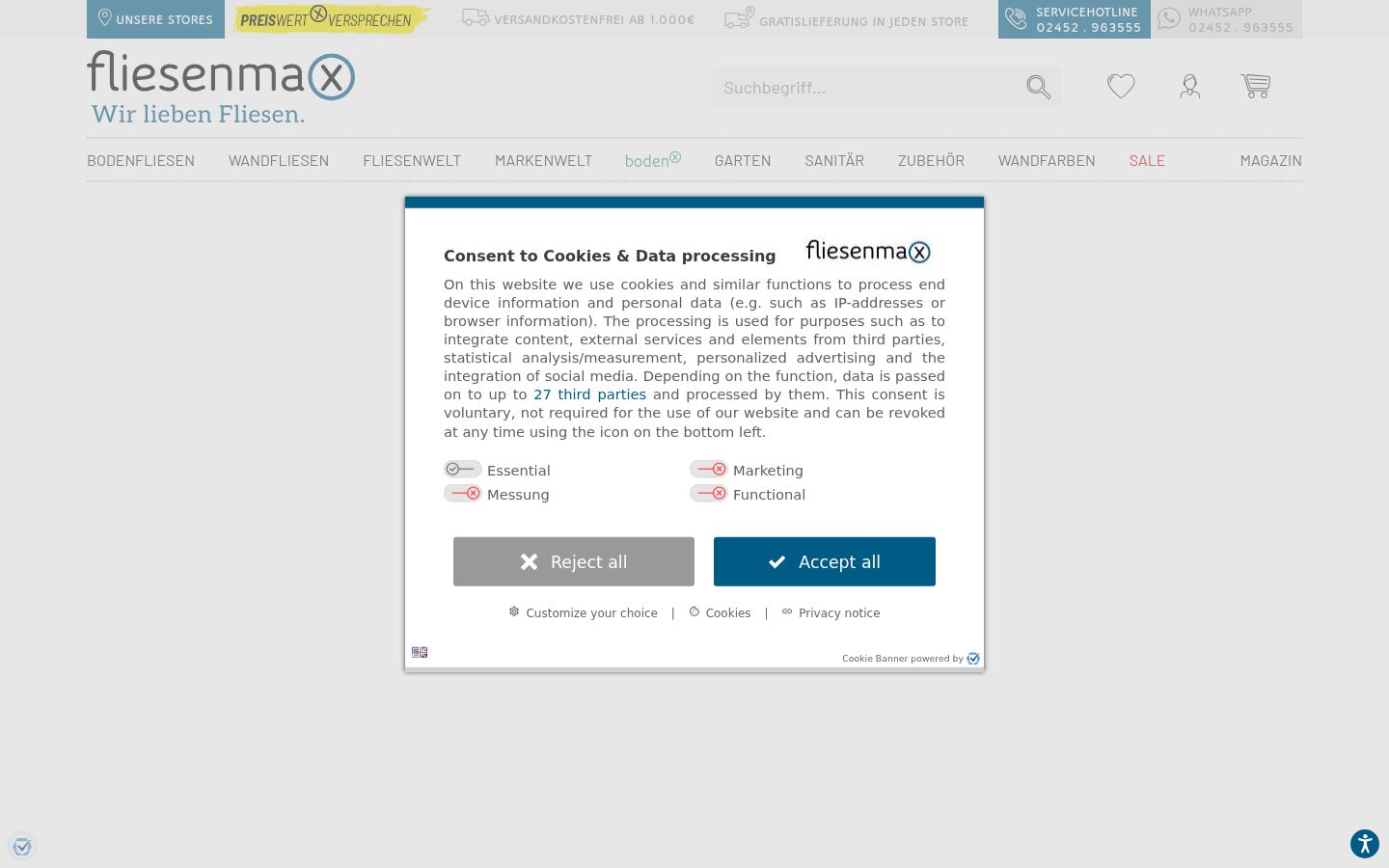 Sutikimo reklamjuostės, rodytos prieš bet kokią sąveiką, ekrano kopija