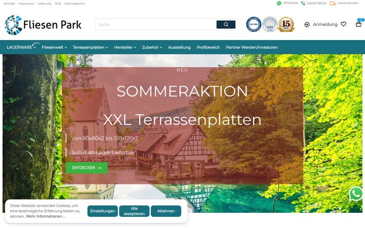 Screenshot ta' fliesenpark.de