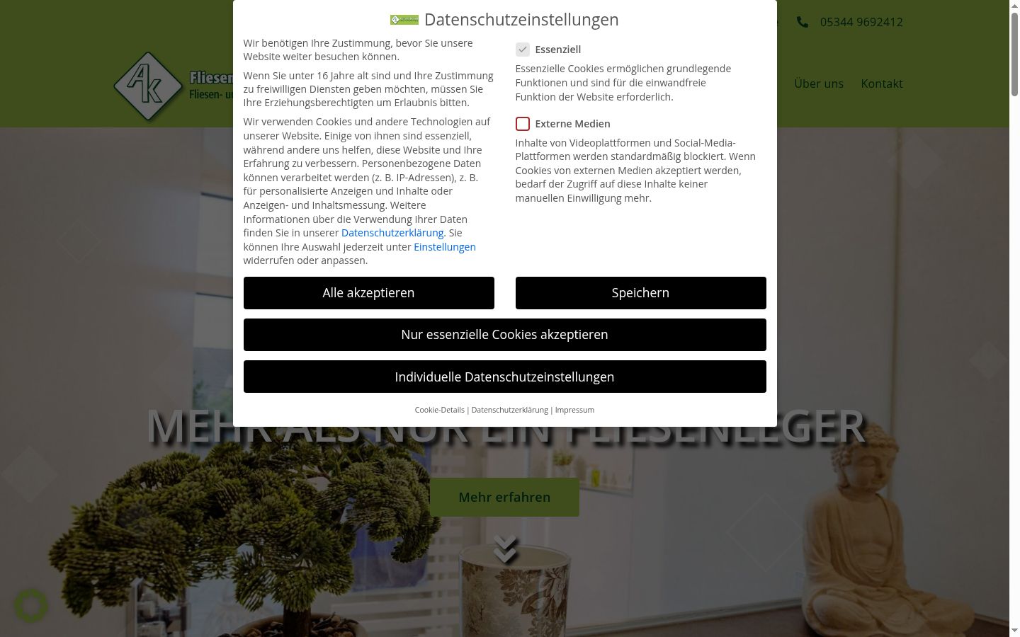 Screenshot tal-banner tal-kunsens muri qabel kwalunkwe interazzjoni