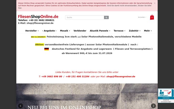 Screenshot of fliesenshoponline.de