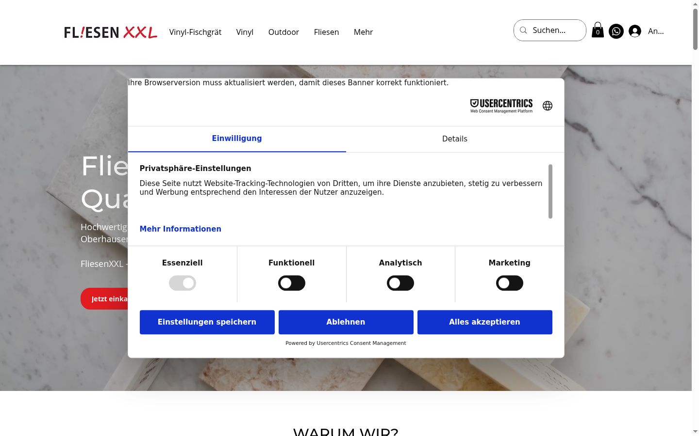 Screenshot tal-banner tal-kunsens muri qabel kwalunkwe interazzjoni