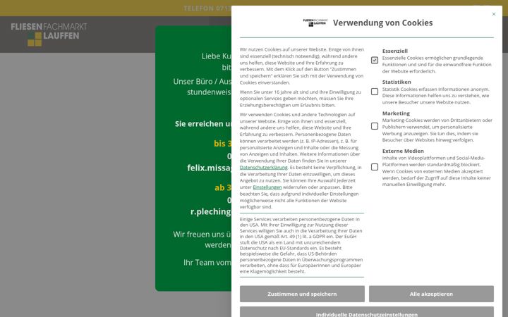Screenshot ta' flieseundkamin.de