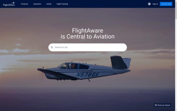 Screenshot of flightaware.com