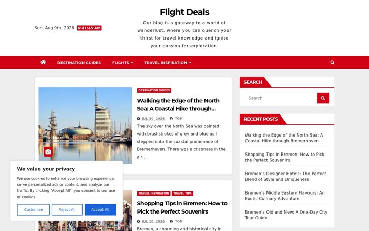 Screenshot ta' flightdeals.info