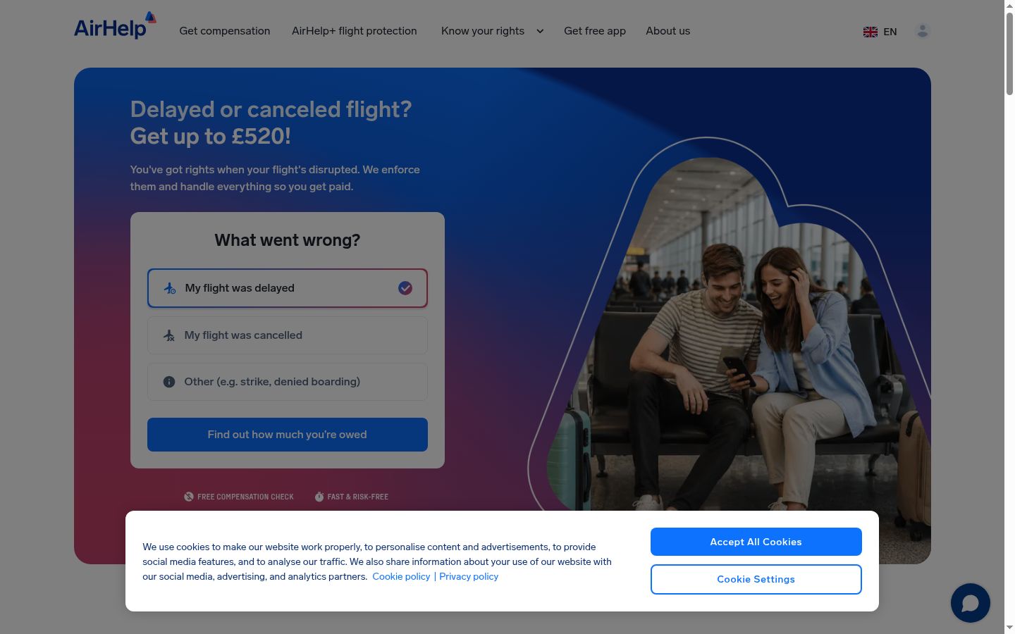 Screenshot del banner di consenso mostrato prima di qualsiasi interazione