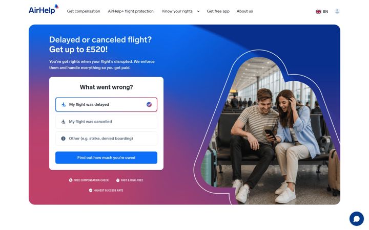 Screenshot of flightdelaypay.com