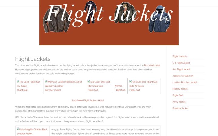 Screenshot of flightjacket.biz