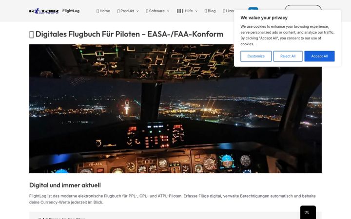 Screenshot of flightmanagement.ch