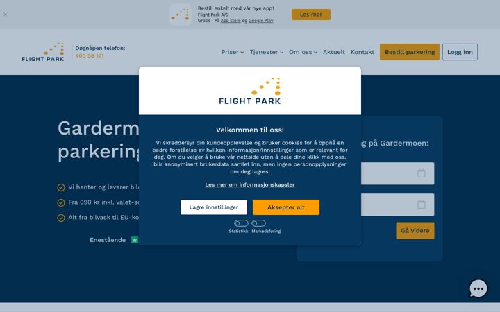 Screenshot of flightpark.no