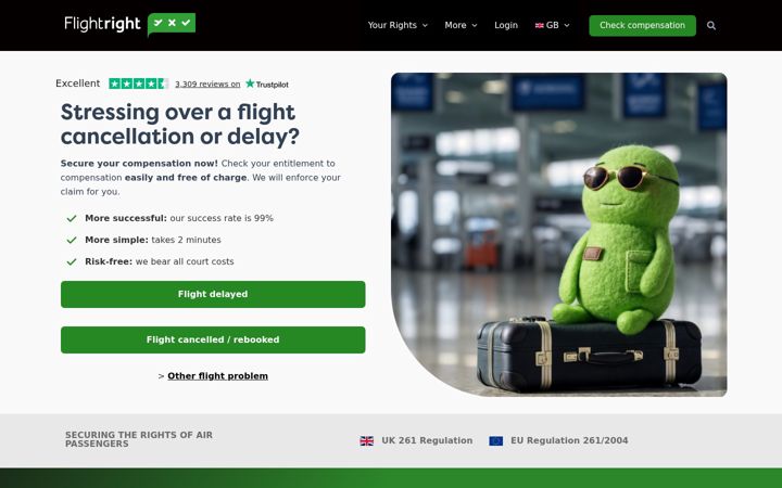 Screenshot di flightright.co.uk