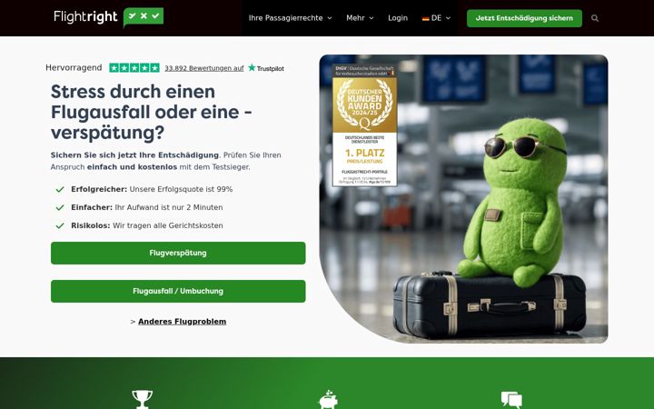 Screenshot of flightright.de