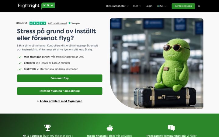 Screenshot of flightright.se