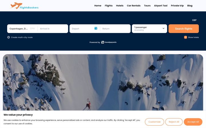 Screenshot of flightsbookers.co.uk
