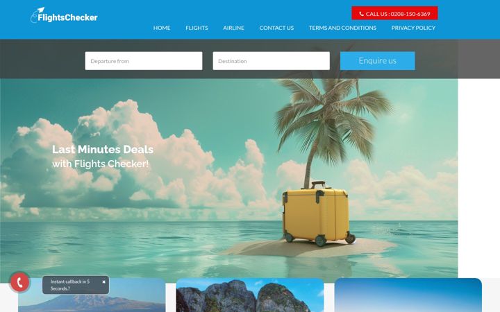 Screenshot of flightschecker.co.uk