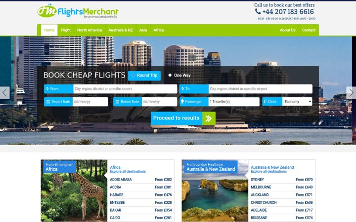 Screenshot of flightsmerchant.co.uk