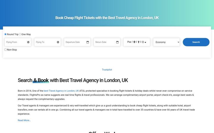 Screenshot stránky flightspro.co.uk